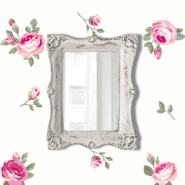 Pretty shabby wall mirror-rectangular chic-antique white