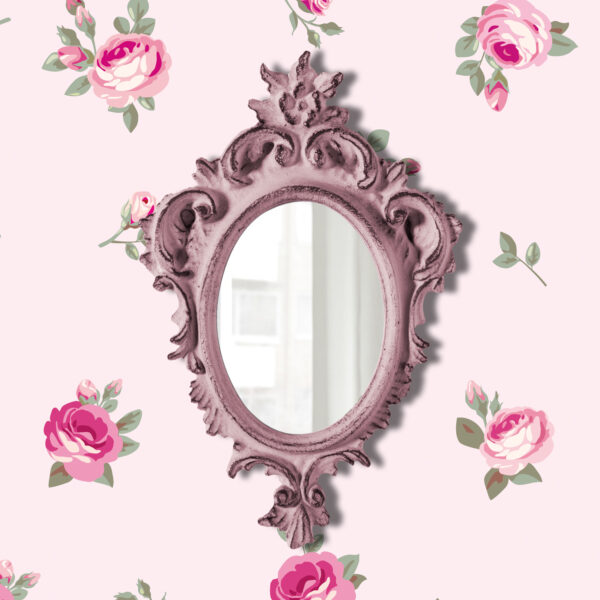 Pretty shabby wall mirror-oval chic-pale pink