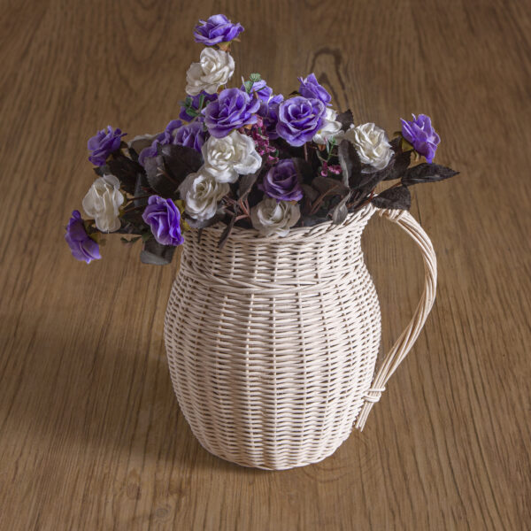 Farmhouse wicker jug-antique white