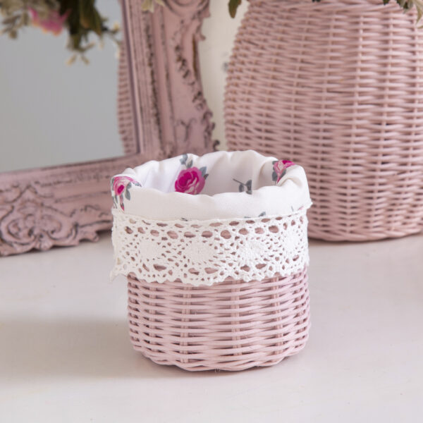 Mini tube wicker basket-pale pink