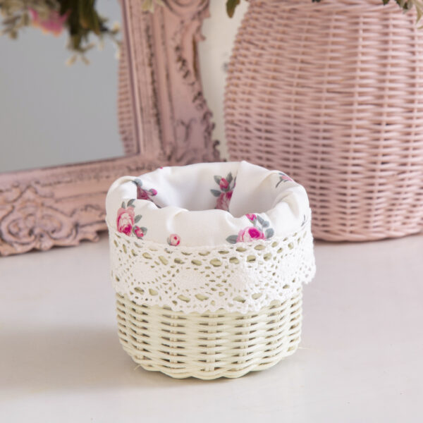 Mini tube wicker basket-antique white