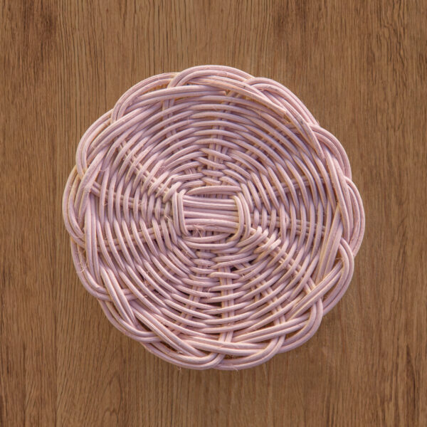 Cottage round wicker coaster-pale pink