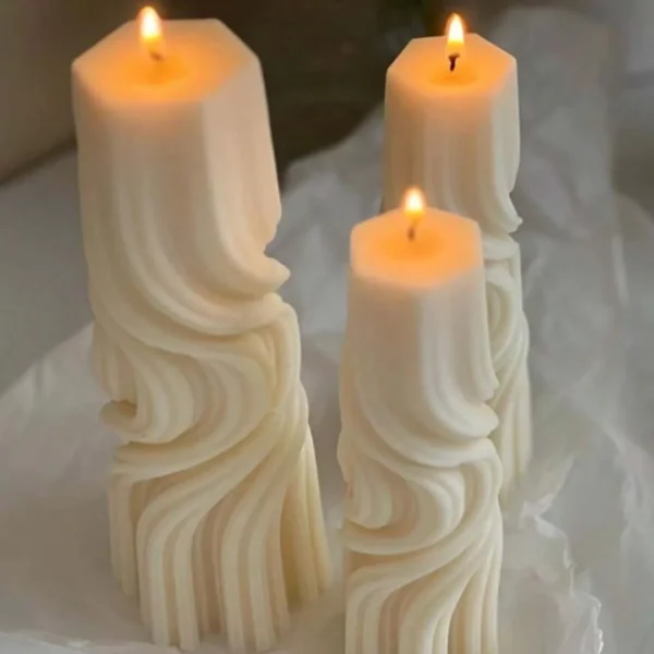 Striped column Candle Set