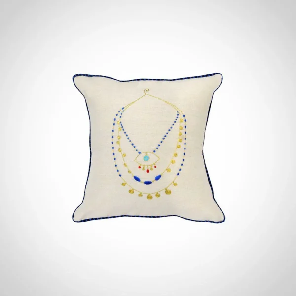 "Jewelry for Your Home: Necklace Design Linen Cushion for a Unique Look"