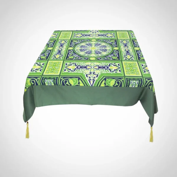 Green Oasis: A 'Khayameya' Tablecloth for a Nature-Inspired Dinner Setting