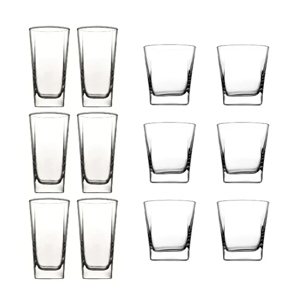 Pasabahce Carre Tumblers Set - 12 Pieces