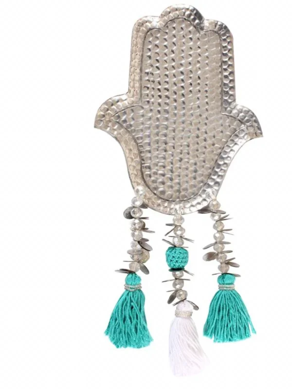 Aluminum "KAF" with tassels, (hangs on wall or stands on surface)