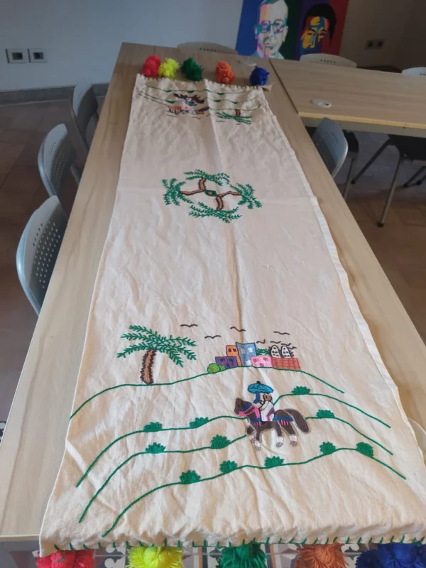 Handmade embroidered table runner (horse design)