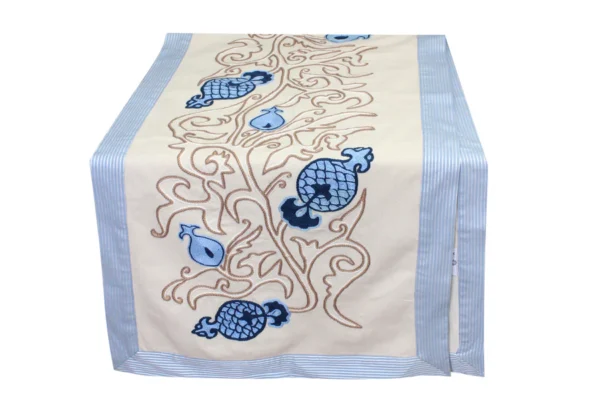 Handmade Romana Table Runner in blue