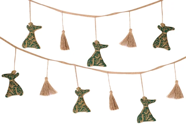 "Shiny Embroidered Sufi Beauty: Handmade Ornament Garland"