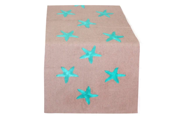 Hand-Embroidered Star Fish Table Runner